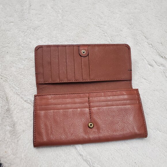 Fossil Brown Logan Leather Classic Large Flap Accordion Card Organizer Wallet - Picture 6 of 6